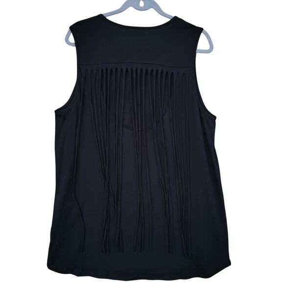 NWT New Forever 21 Plus Womens 2X Black Sleeveless Fringe Back Tank Top - Picture 2 of 5